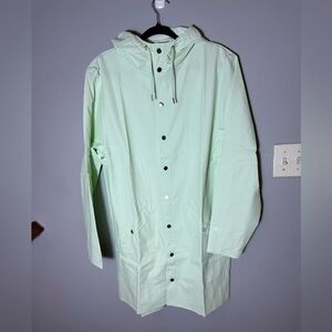 Rains Mint Green Hooded Raincoat